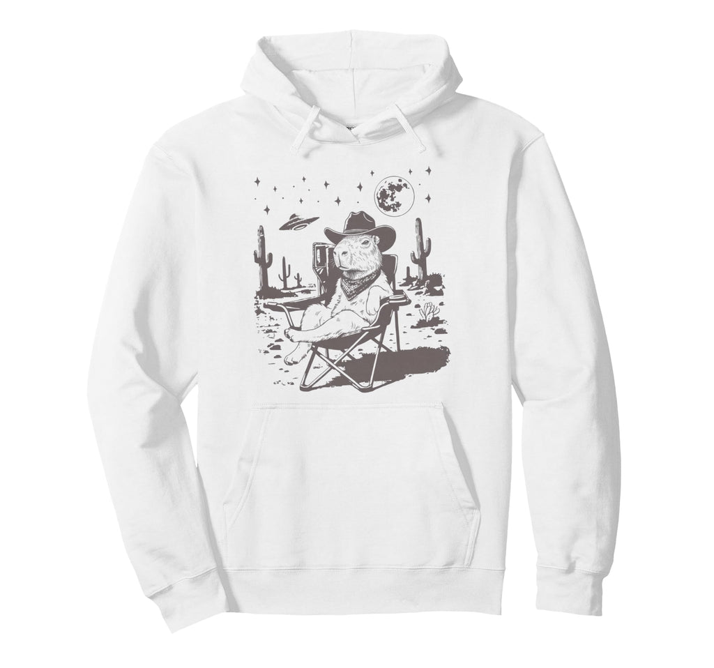 Capybara Sitting Chair Ufo Weird Hoodie - Novelty Apparel for Adults - T-Shirt, Sweatshirt, Hoodie