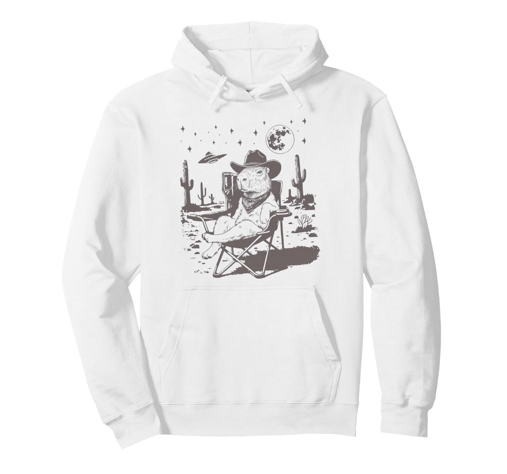 Capybara Sitting Chair Ufo Weird Hoodie - Novelty Apparel for Adults - T-Shirt, Sweatshirt, Hoodie