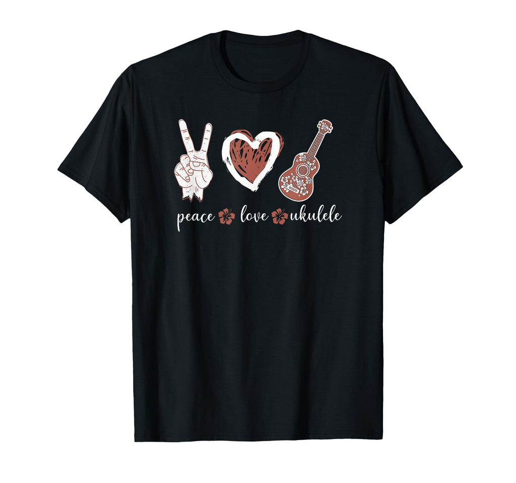 Hawaiian Uke Peace Love Ukulele T-Shirt - Custom Art Print Men Women - T-Shirt, Sweatshirt, Hoodie