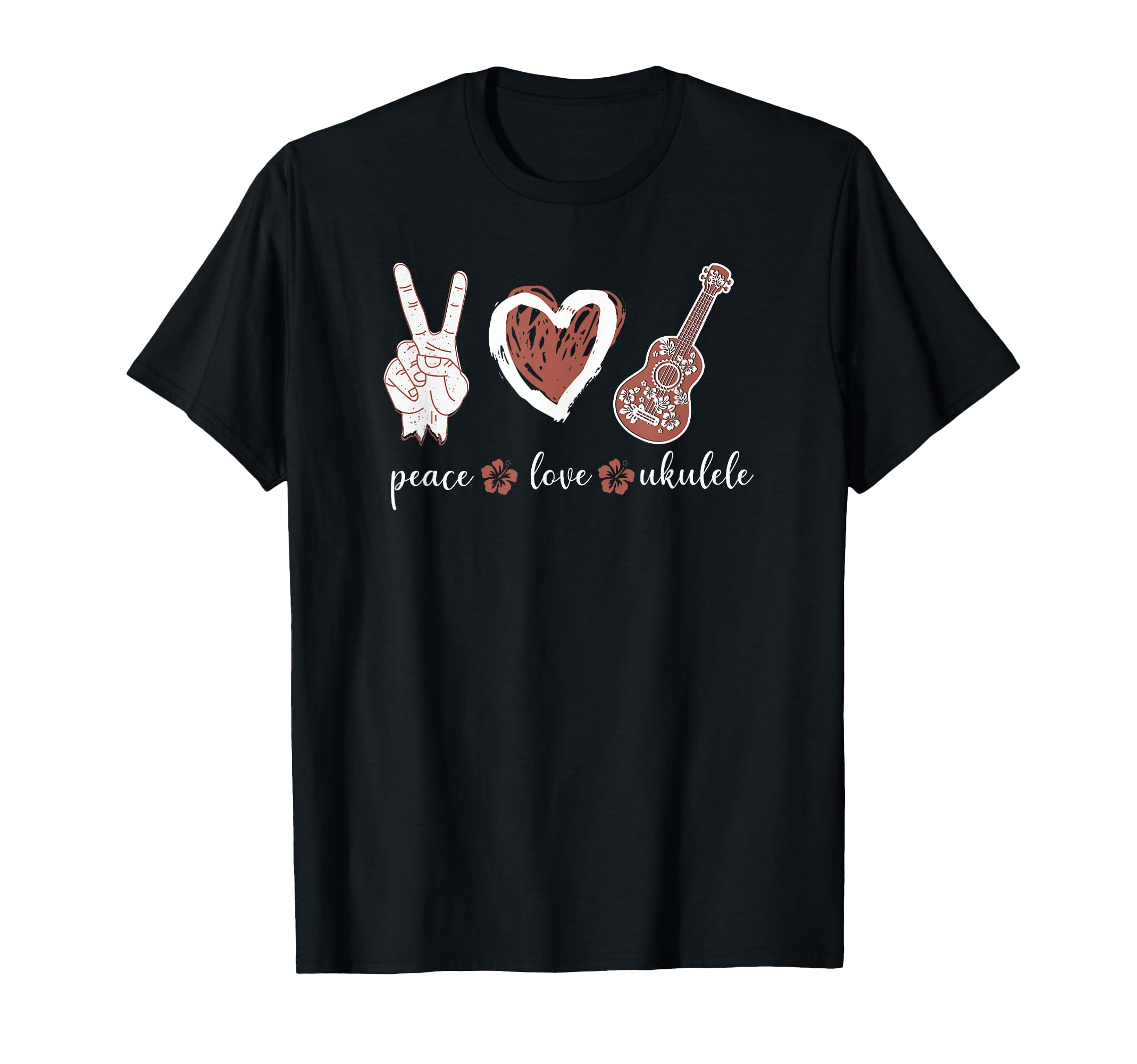 Hawaiian Uke Peace Love Ukulele T-Shirt - Custom Art Print Men Women - T-Shirt, Sweatshirt, Hoodie