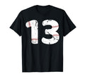 Number 13 Baseball Distressed Team T-Shirt - Minimalist Print Men Women - T-Shirt, Sweatshirt, Hoodie
