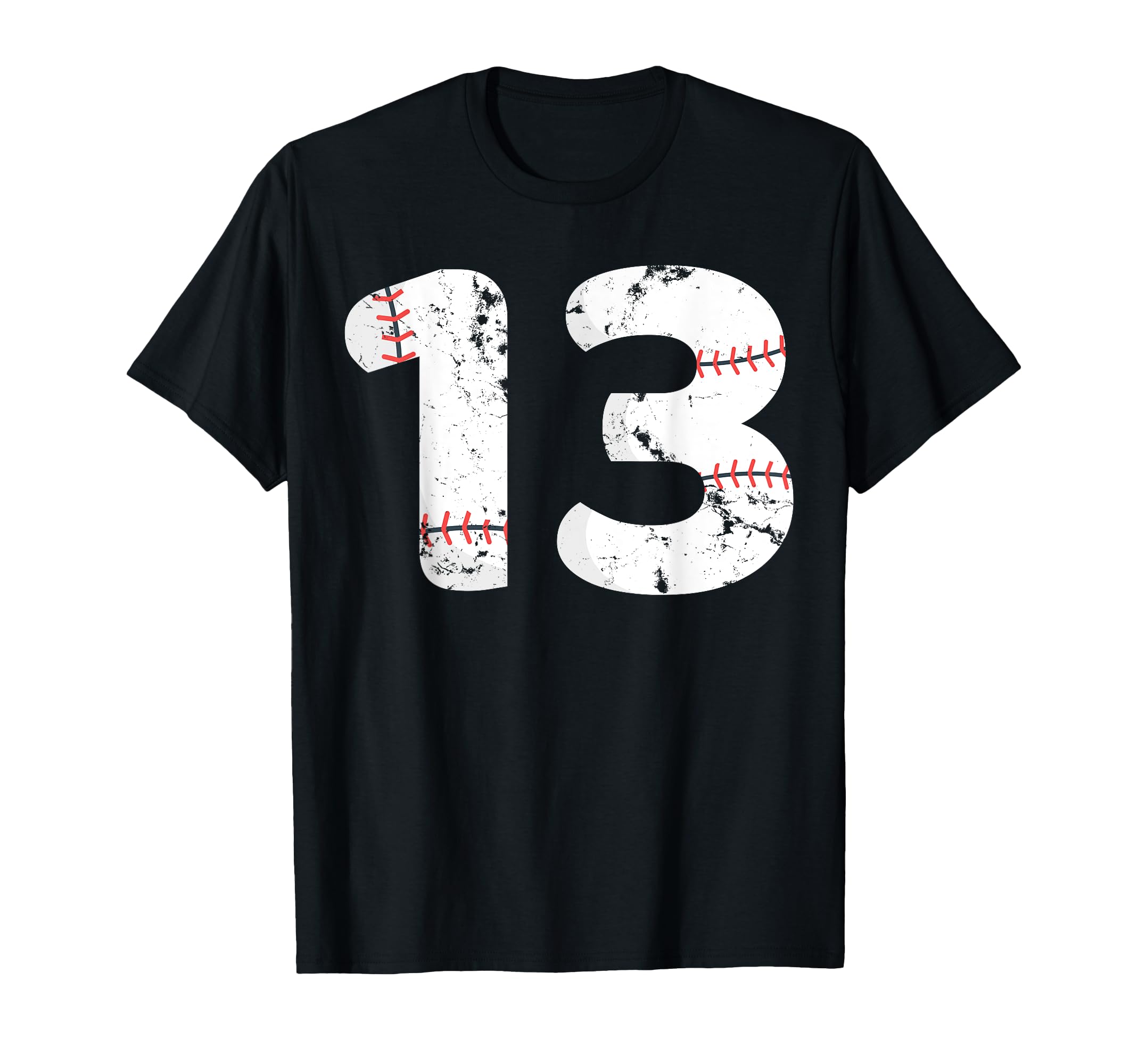Number 13 Baseball Distressed Team T-Shirt - Minimalist Print Men Women - T-Shirt, Sweatshirt, Hoodie