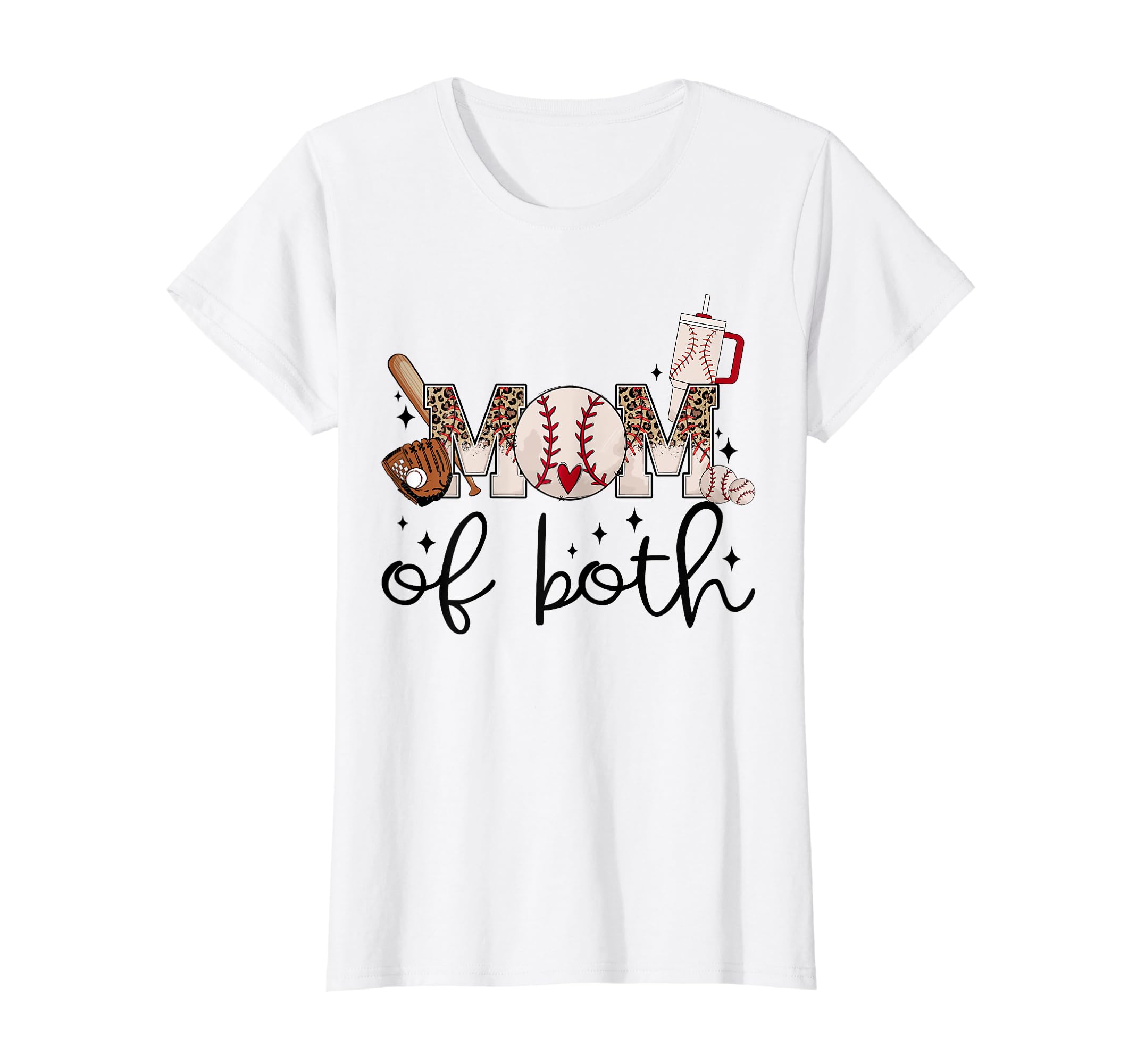 Womens Mom Both Softball Baseball T-Shirt - Fun Novelty Design for Adults - T-Shirt, Sweatshirt, Hoodie