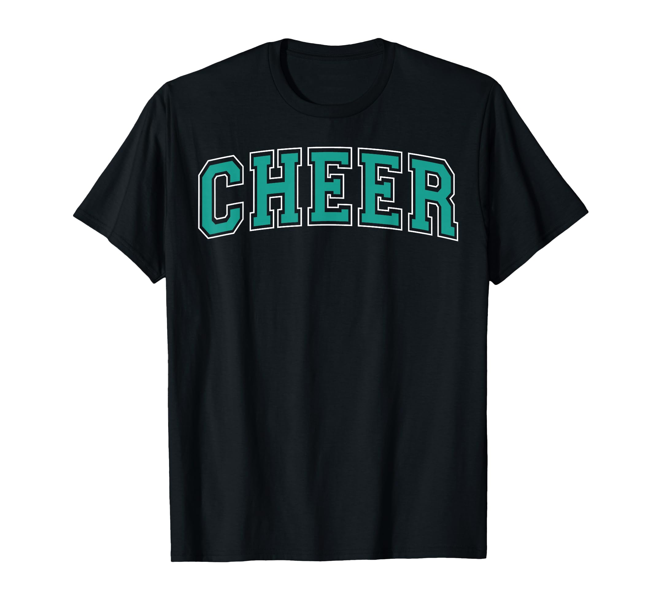 Cheer Varsity Teal And White T-Shirt - Unique Graphic for Adults - T-Shirt, Sweatshirt, Hoodie