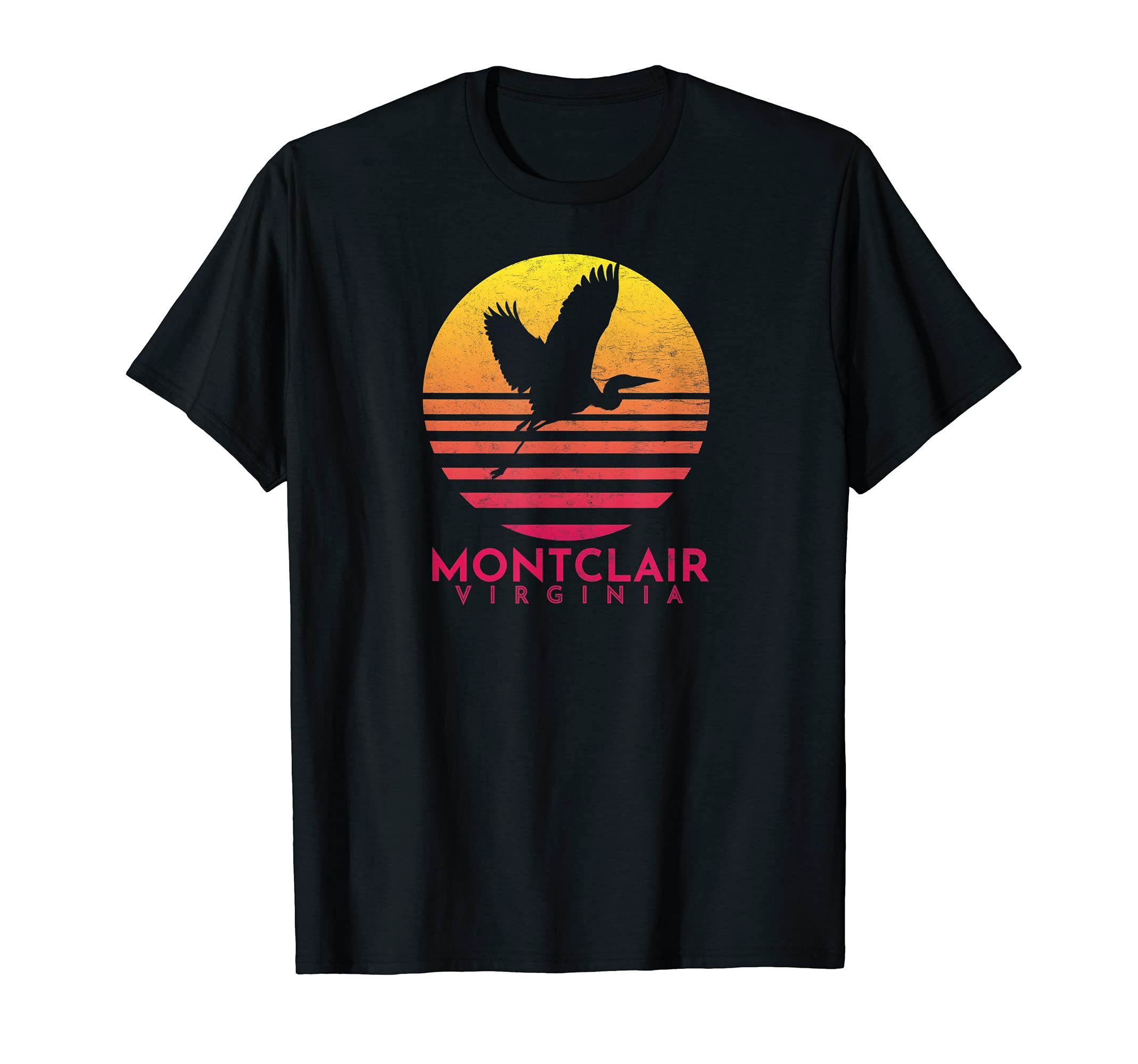 Montclair Virginia Distressed Sunset T-Shirt - Unique Graphic Men Women - T-Shirt, Sweatshirt, Hoodie