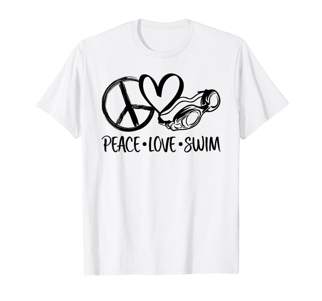 Funny Peace Love Swim And Swimmer T-Shirt - Unique Graphic Unisex - T-Shirt, Sweatshirt, Hoodie
