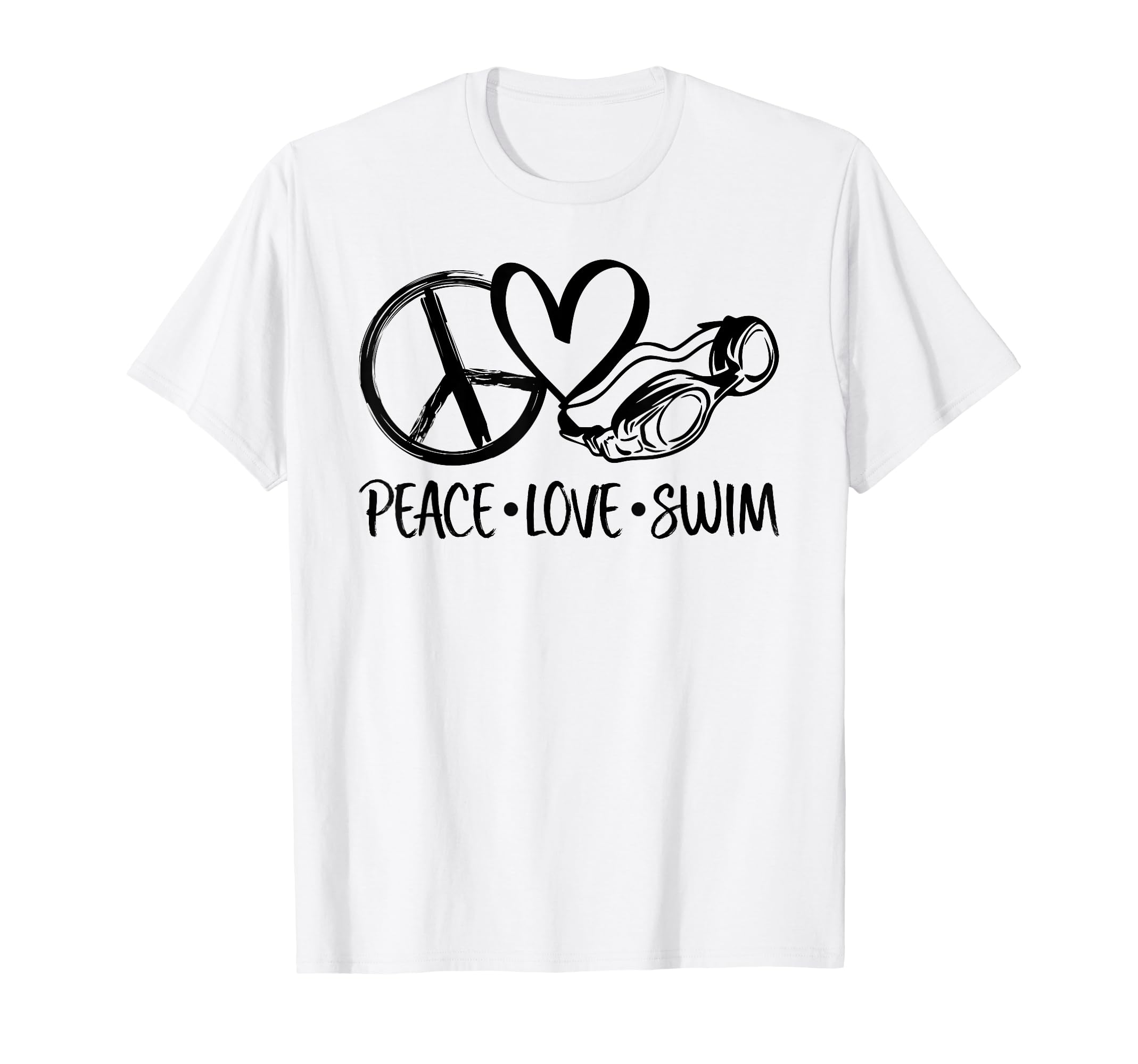 Funny Peace Love Swim And Swimmer T-Shirt - Unique Graphic Unisex - T-Shirt, Sweatshirt, Hoodie