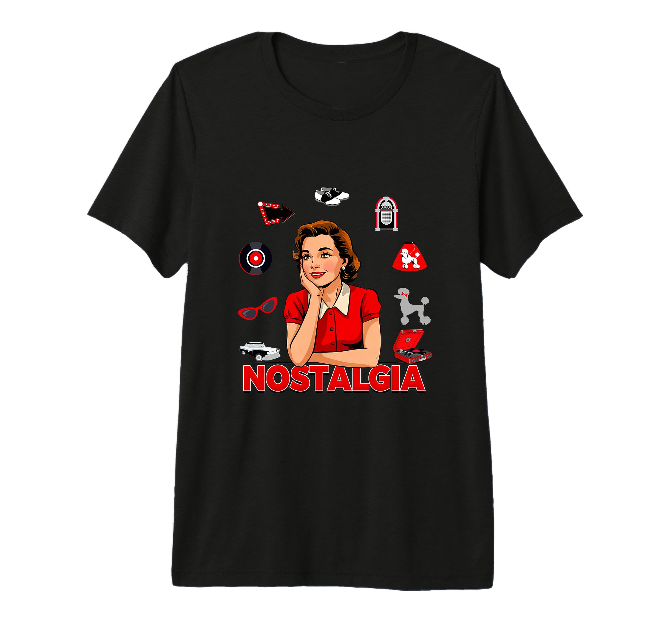 Sock Hop Diner Poodle 1950S 50S Tri T-Shirt - Custom Art Print Men Women - T-Shirt, Sweatshirt, Hoodie