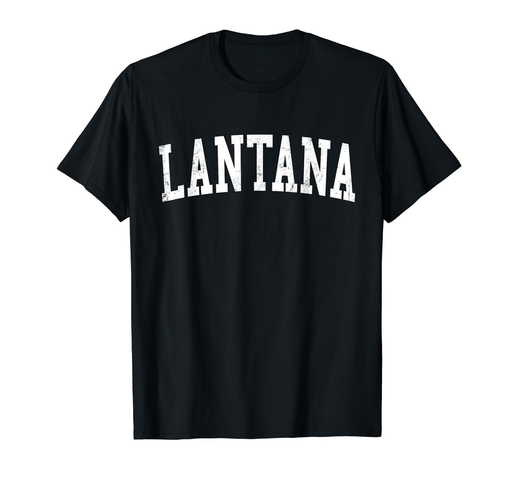 Lantana Fl Distressed White Varsity T-Shirt - Trendy Graphic Unisex - T-Shirt, Sweatshirt, Hoodie