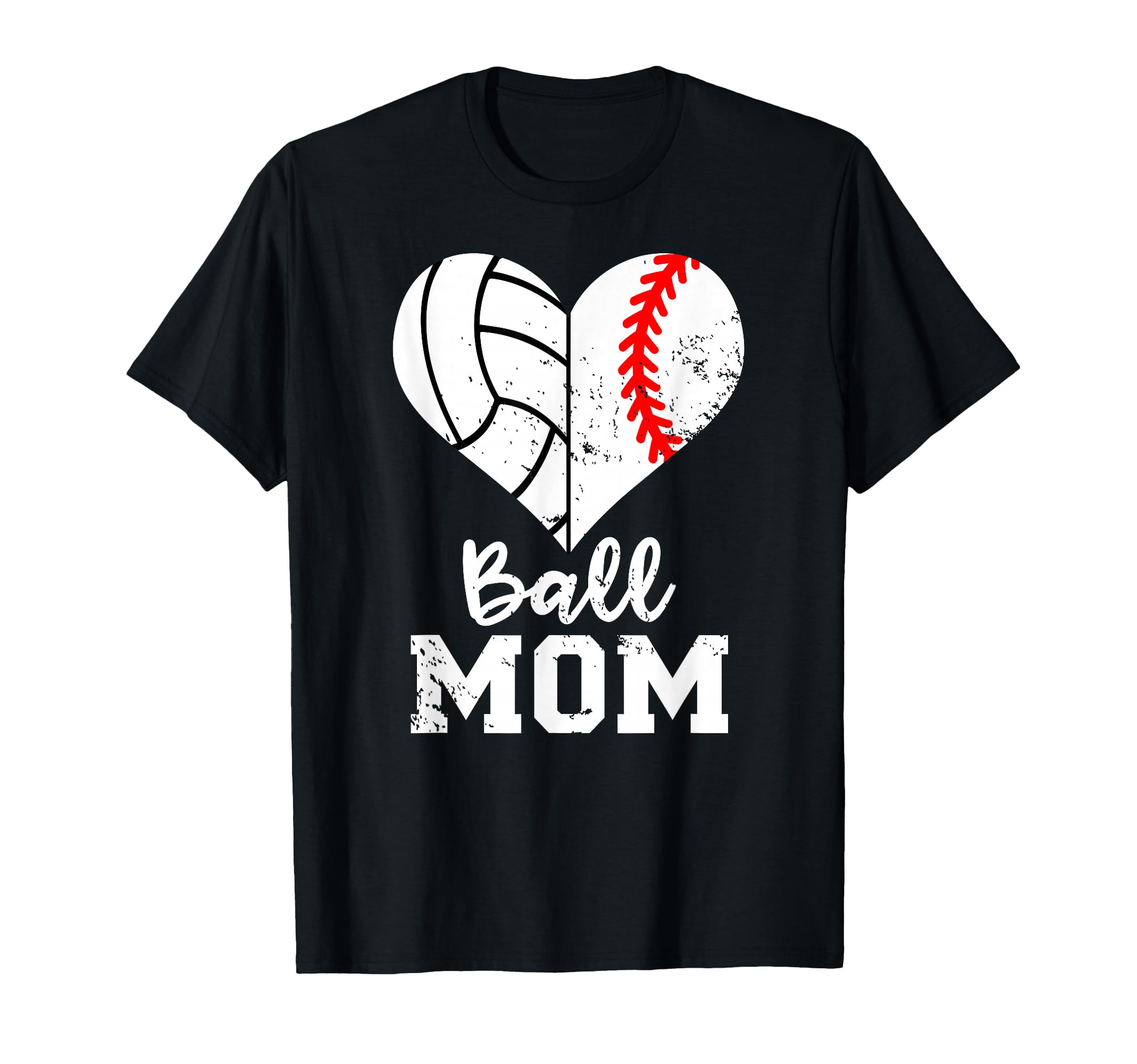 Ball Mom Heart Funny Baseball T-Shirt - Fun Novelty Design Unisex - T-Shirt, Sweatshirt, Hoodie