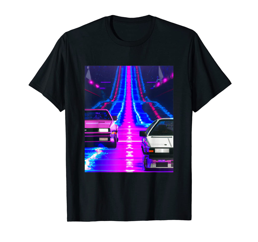 Vaporwave Car Synthwave City T-Shirt - Minimalist Print Men Women - T-Shirt, Sweatshirt, Hoodie