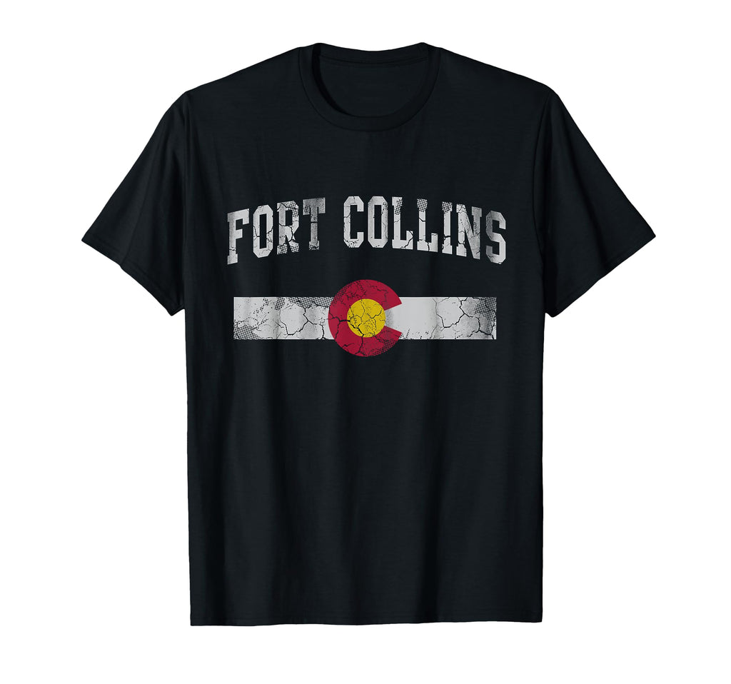Fort Collins Colorado Flag Distressed T-Shirt - Unique Graphic Men Women - T-Shirt, Sweatshirt, Hoodie