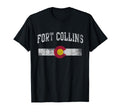 Fort Collins Colorado Flag Distressed T-Shirt - Unique Graphic Men Women - T-Shirt, Sweatshirt, Hoodie