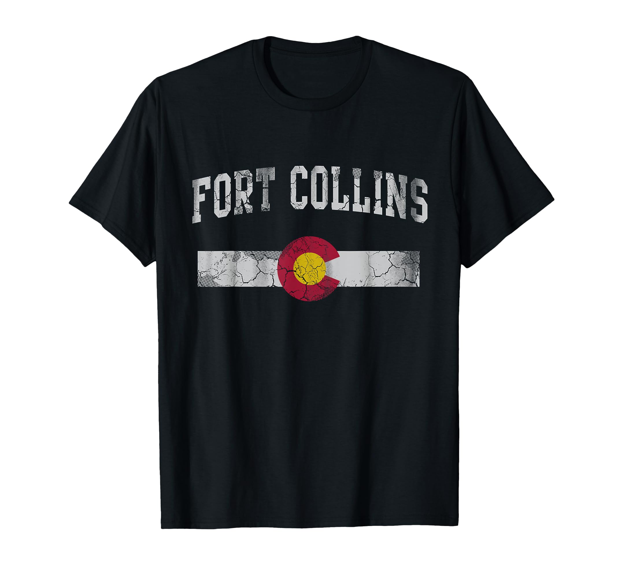 Fort Collins Colorado Flag Distressed T-Shirt - Unique Graphic Men Women - T-Shirt, Sweatshirt, Hoodie