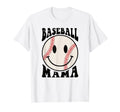 Baseball Mama Happy Face Smile Face T-Shirt - Minimalist Print Men Women - T-Shirt, Sweatshirt, Hoodie