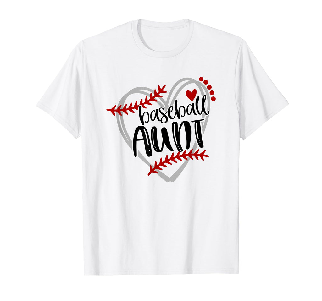 Baseball Heart Aunt Auntie Trendy T-Shirt - Graphic Print Men Women - T-Shirt, Sweatshirt, Hoodie