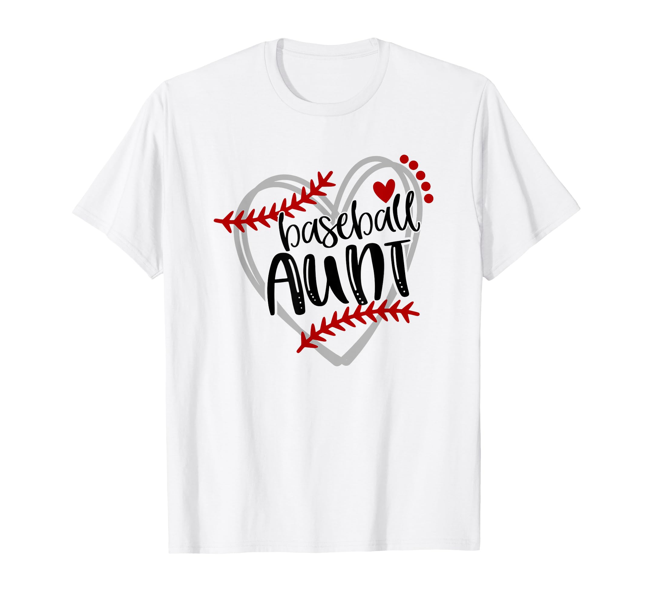 Baseball Heart Aunt Auntie Trendy T-Shirt - Graphic Print Men Women - T-Shirt, Sweatshirt, Hoodie