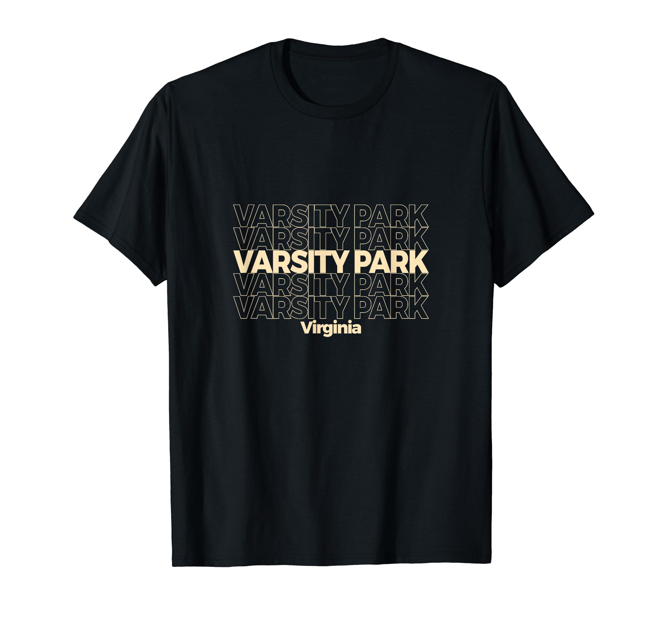 Varsity Park Virginia Repeating Text T-Shirt - Unique Graphic Men Women - T-Shirt, Sweatshirt, Hoodie