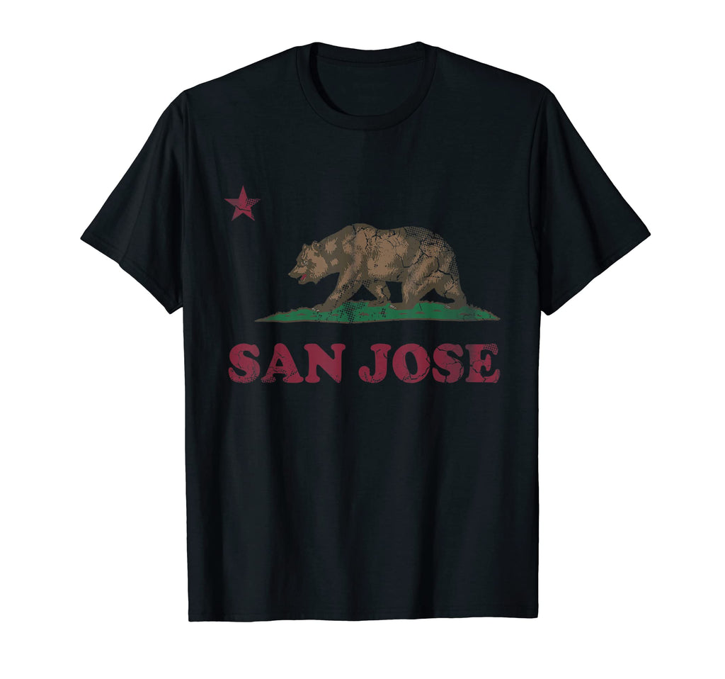San Jose California Republic Flag Distressed T-Shirt - Graphic Print Unisex - T-Shirt, Sweatshirt, Hoodie