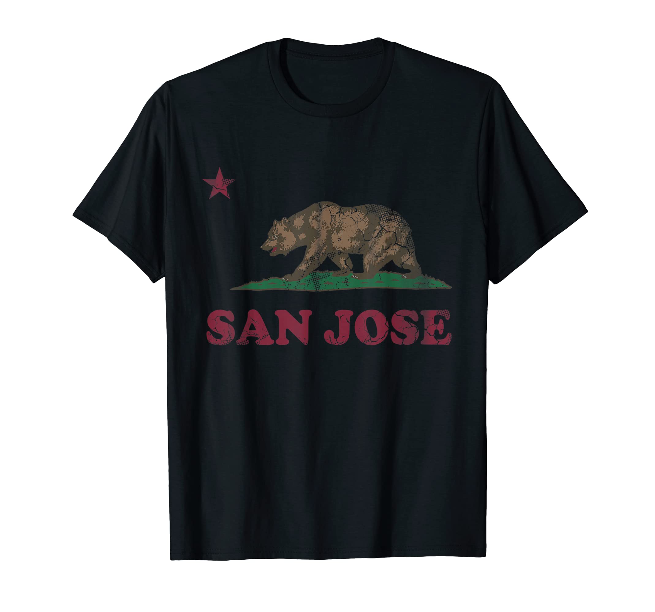 San Jose California Republic Flag Distressed T-Shirt - Graphic Print Unisex - T-Shirt, Sweatshirt, Hoodie