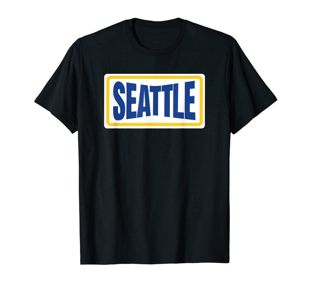 Throwback Seattle Yellow Blue Striped T-Shirt - Trendy Graphic Unisex - T-Shirt, Sweatshirt, Hoodie