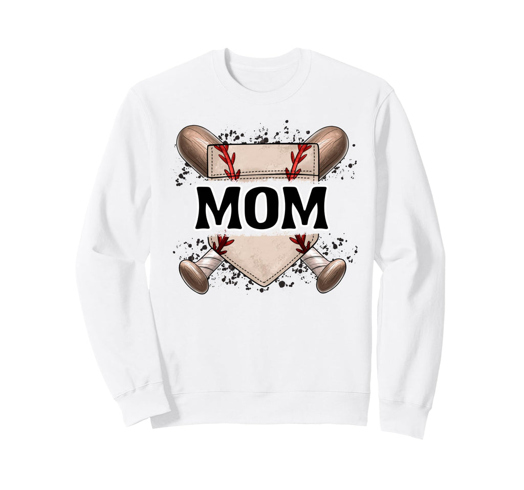 Baseball Mom Home Plate Game Day Mama Sweatshirt - Unique Graphic Unisex - T-Shirt, Sweatshirt, Hoodie