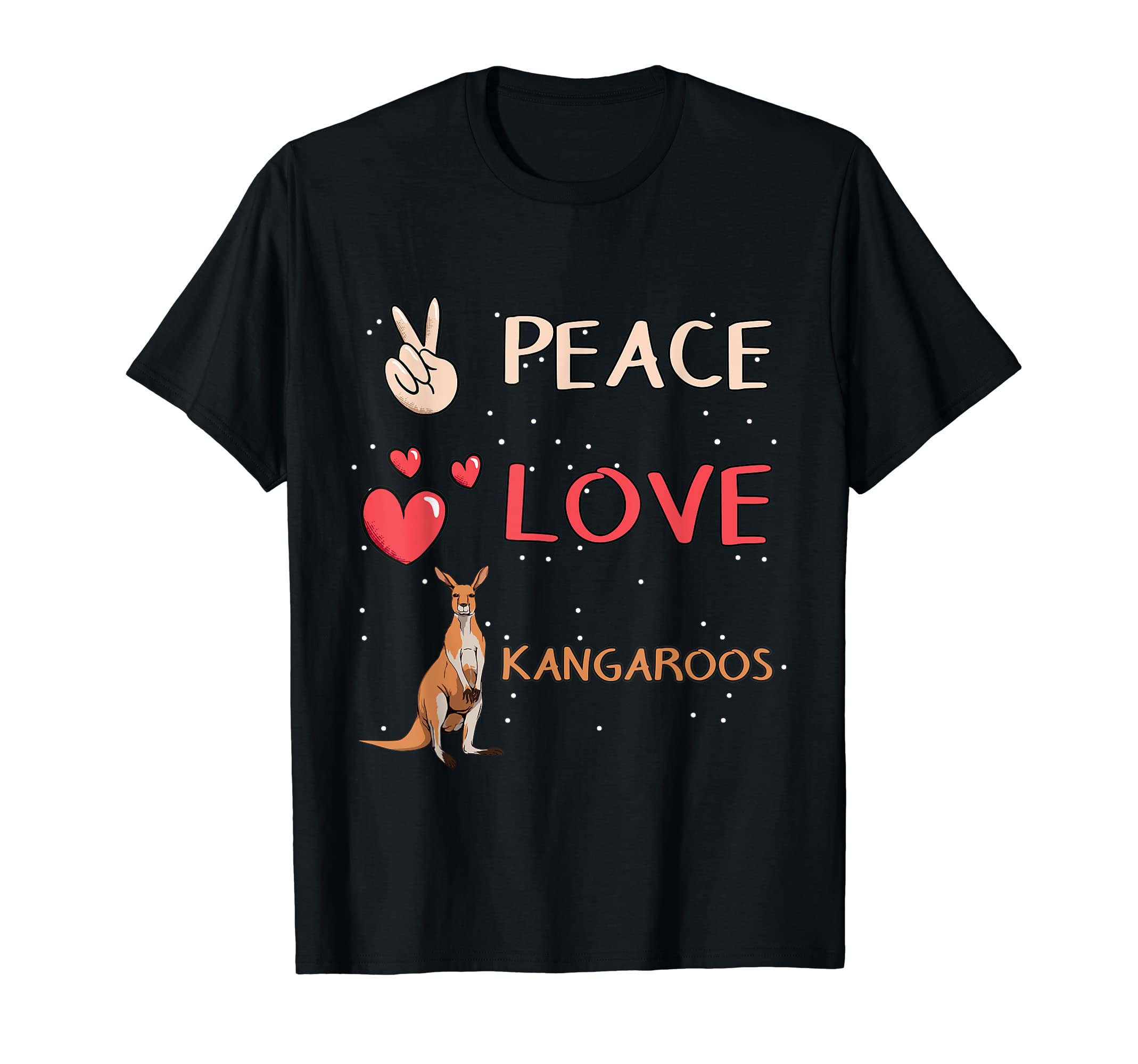 Kangaroo Peace Love Kangaroos T-Shirt - Graphic Print for Adults - T-Shirt, Sweatshirt, Hoodie