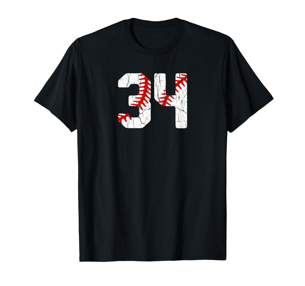 Baseball Player Jersey Number 34 34 T-Shirt - Minimalist Print for Adults - T-Shirt, Sweatshirt, Hoodie