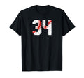 Baseball Player Jersey Number 34 34 T-Shirt - Minimalist Print for Adults - T-Shirt, Sweatshirt, Hoodie