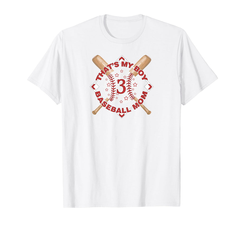 Thats My 3 Baseball Mom Love Heart T-Shirt - Custom Art Print for Adults - T-Shirt, Sweatshirt, Hoodie