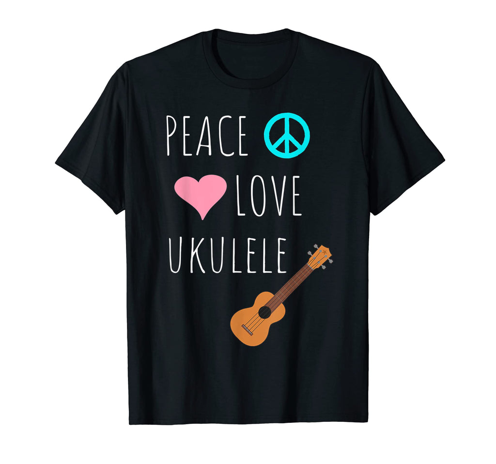 Peace Love Ukulele Music Hawaiian T-Shirt - Graphic Print Men Women - T-Shirt, Sweatshirt, Hoodie