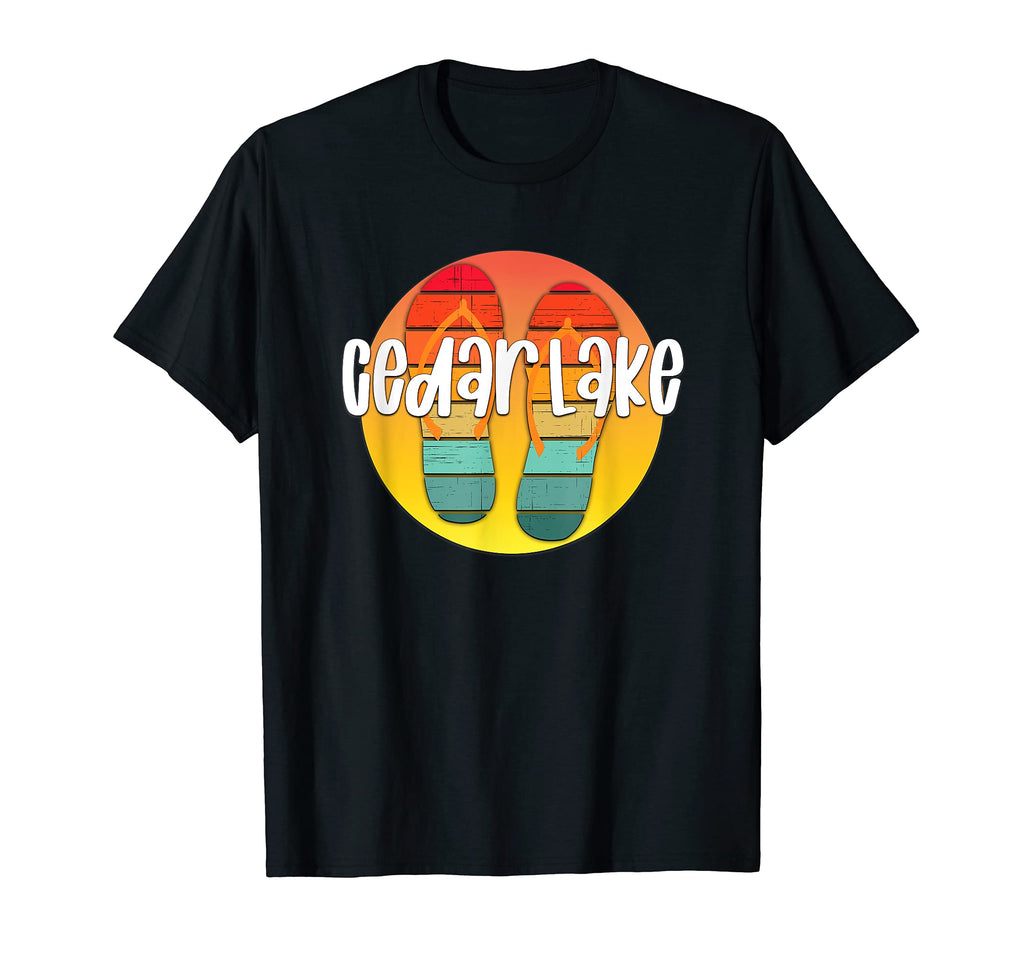 Cedar Lake Indiana Flipflop Sunset T-Shirt - Minimalist Print for Adults - T-Shirt, Sweatshirt, Hoodie
