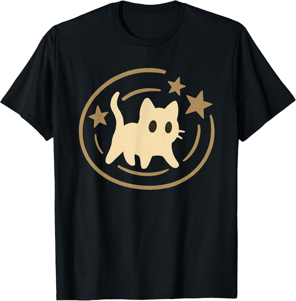 Vintage Y2K Creepy Cute Cat with Stars Graphic - Adult & Kids T-Shirts, Sweatshirts & Hoodies apparel design preview 1