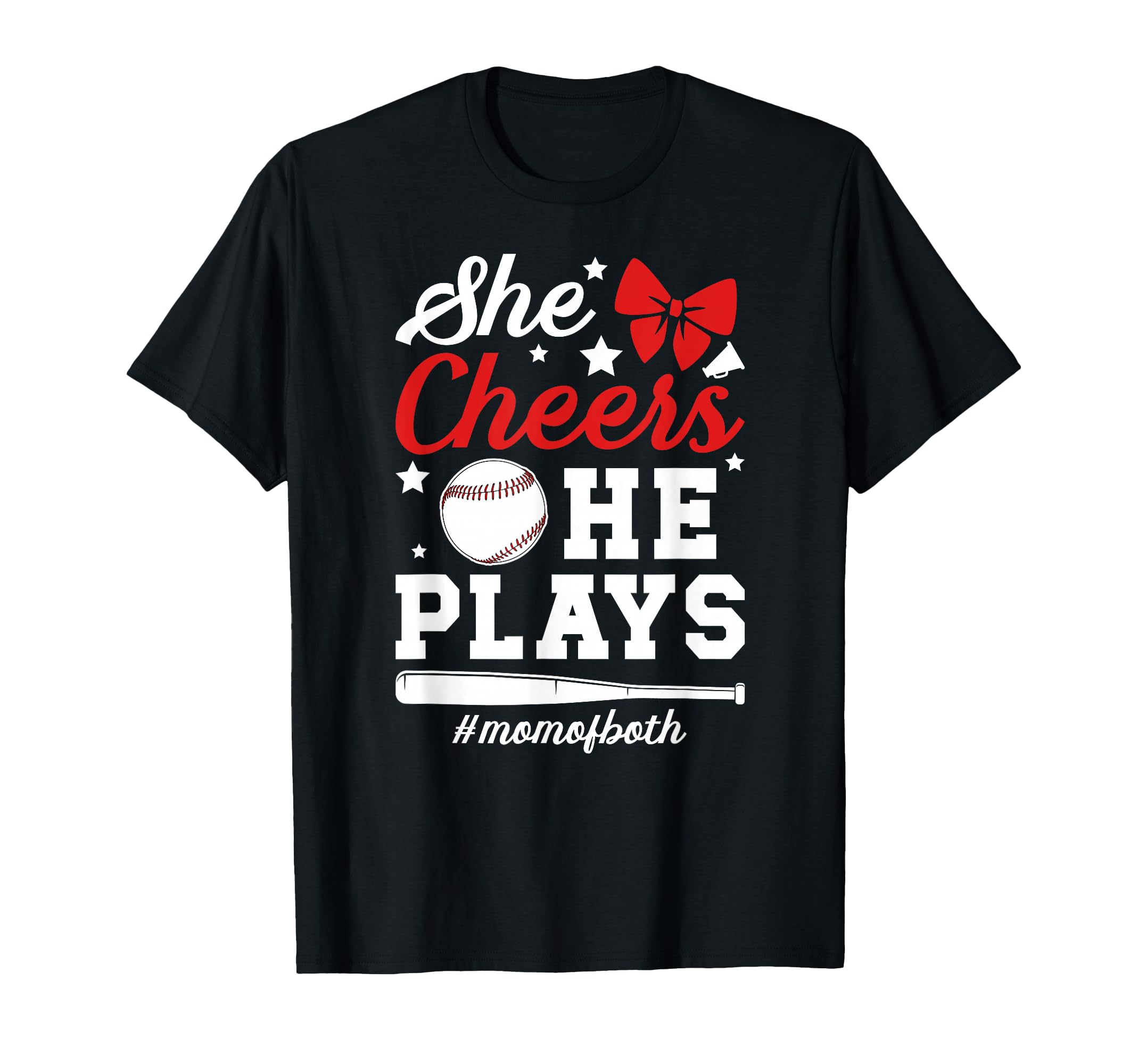 She Cheers He Plays Mom Both Cheer T-Shirt - Minimalist Print Men Women - T-Shirt, Sweatshirt, Hoodie