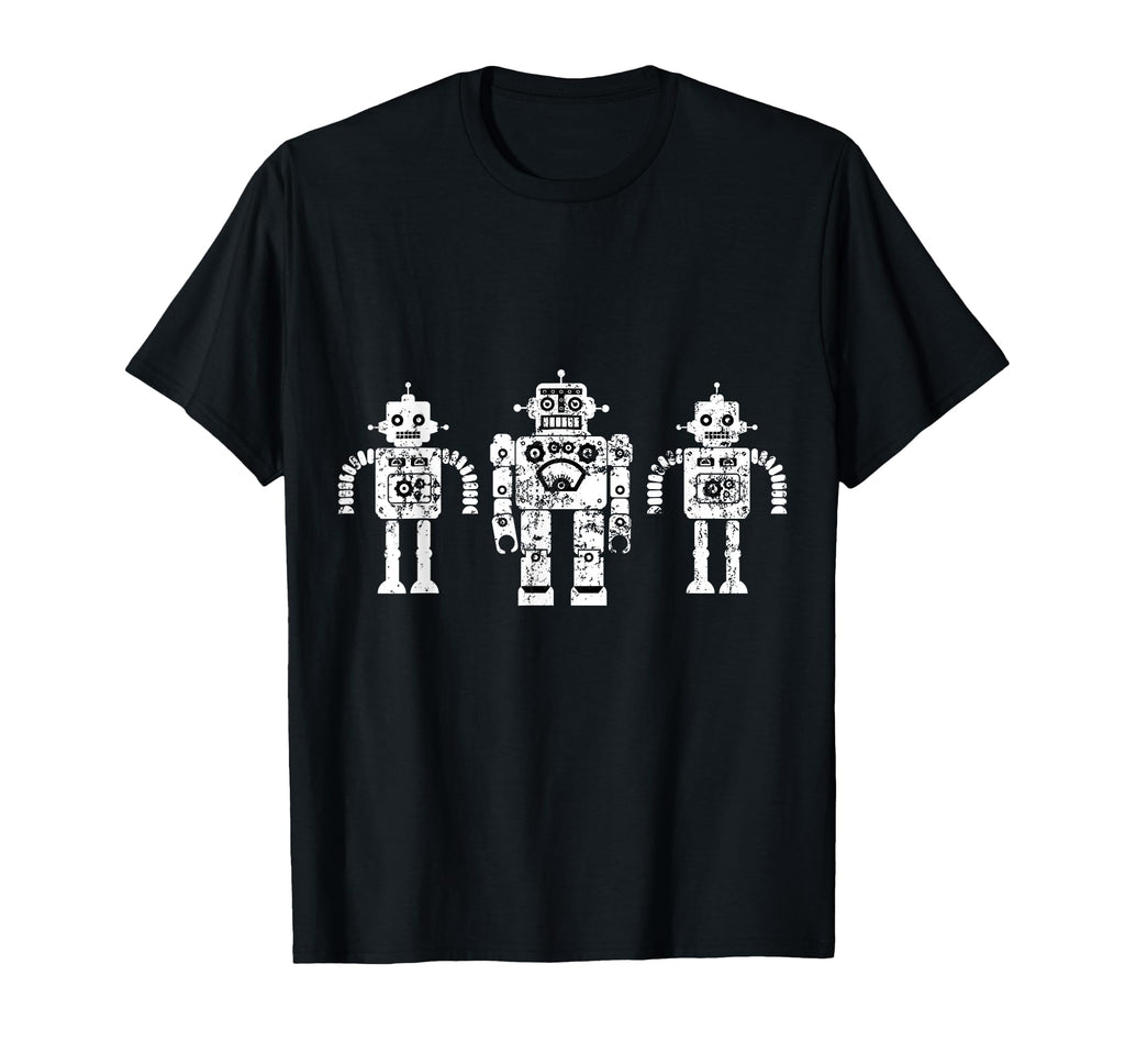 Toy Robots Distressed Antique Sci T-Shirt - Fun Novelty Design for Adults - T-Shirt, Sweatshirt, Hoodie