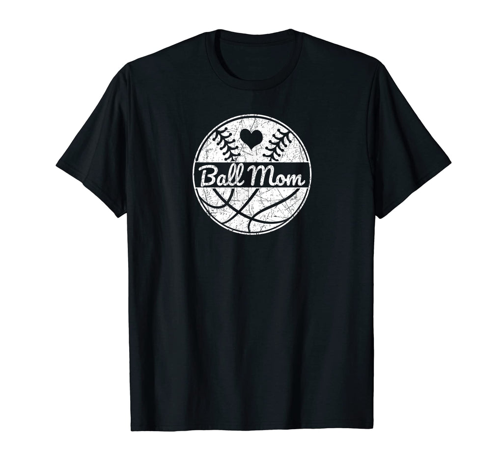 Ball Mom Half Baseball Softball Half T-Shirt - Unique Graphic Men Women - T-Shirt, Sweatshirt, Hoodie