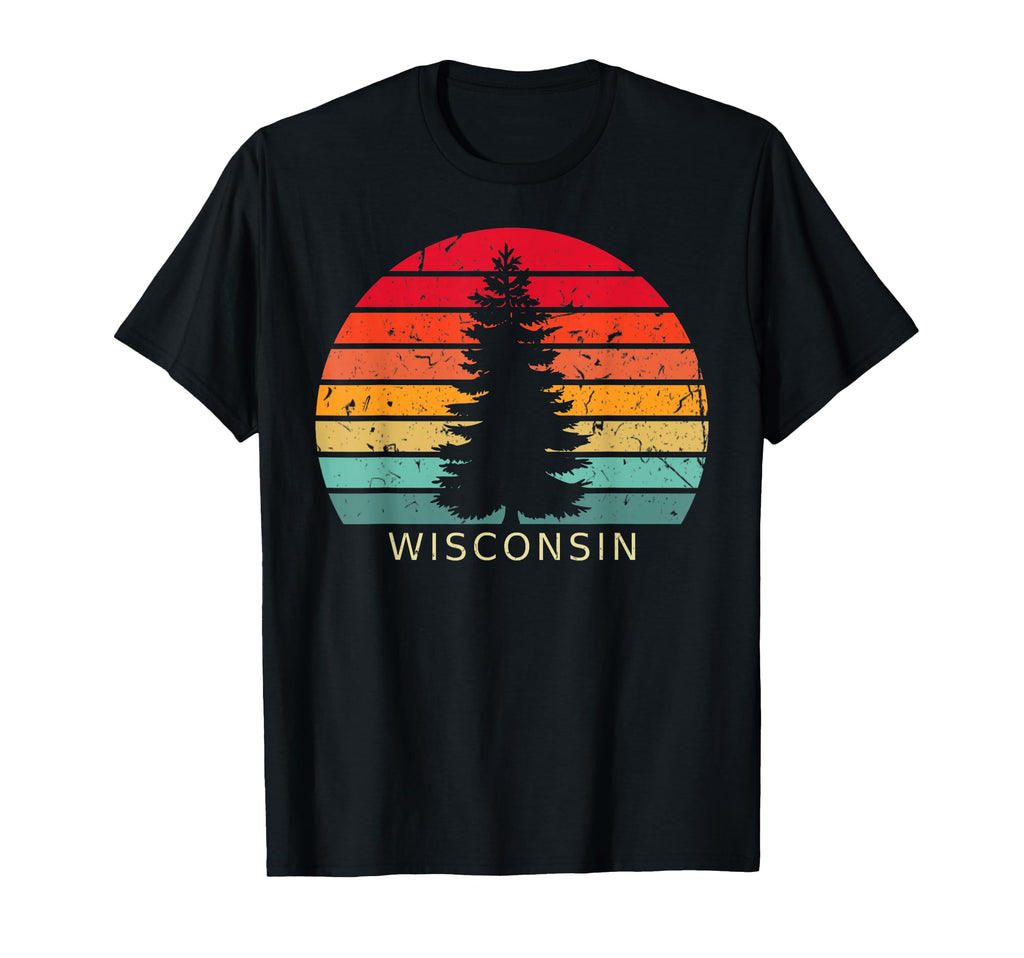 Wisconsin State Home Black Sunset Pine T-Shirt - Trendy Graphic for Adults - T-Shirt, Sweatshirt, Hoodie