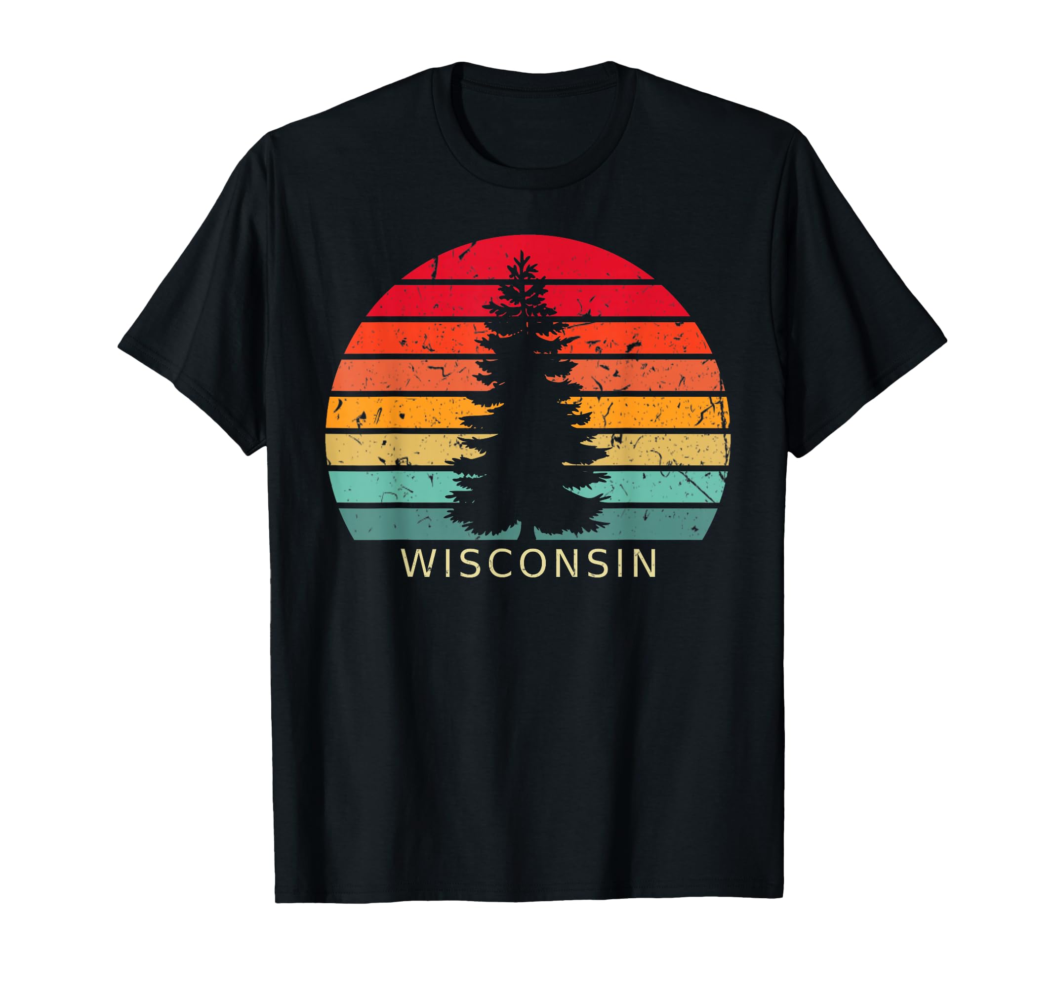 Wisconsin State Home Black Sunset Pine T-Shirt - Trendy Graphic for Adults - T-Shirt, Sweatshirt, Hoodie