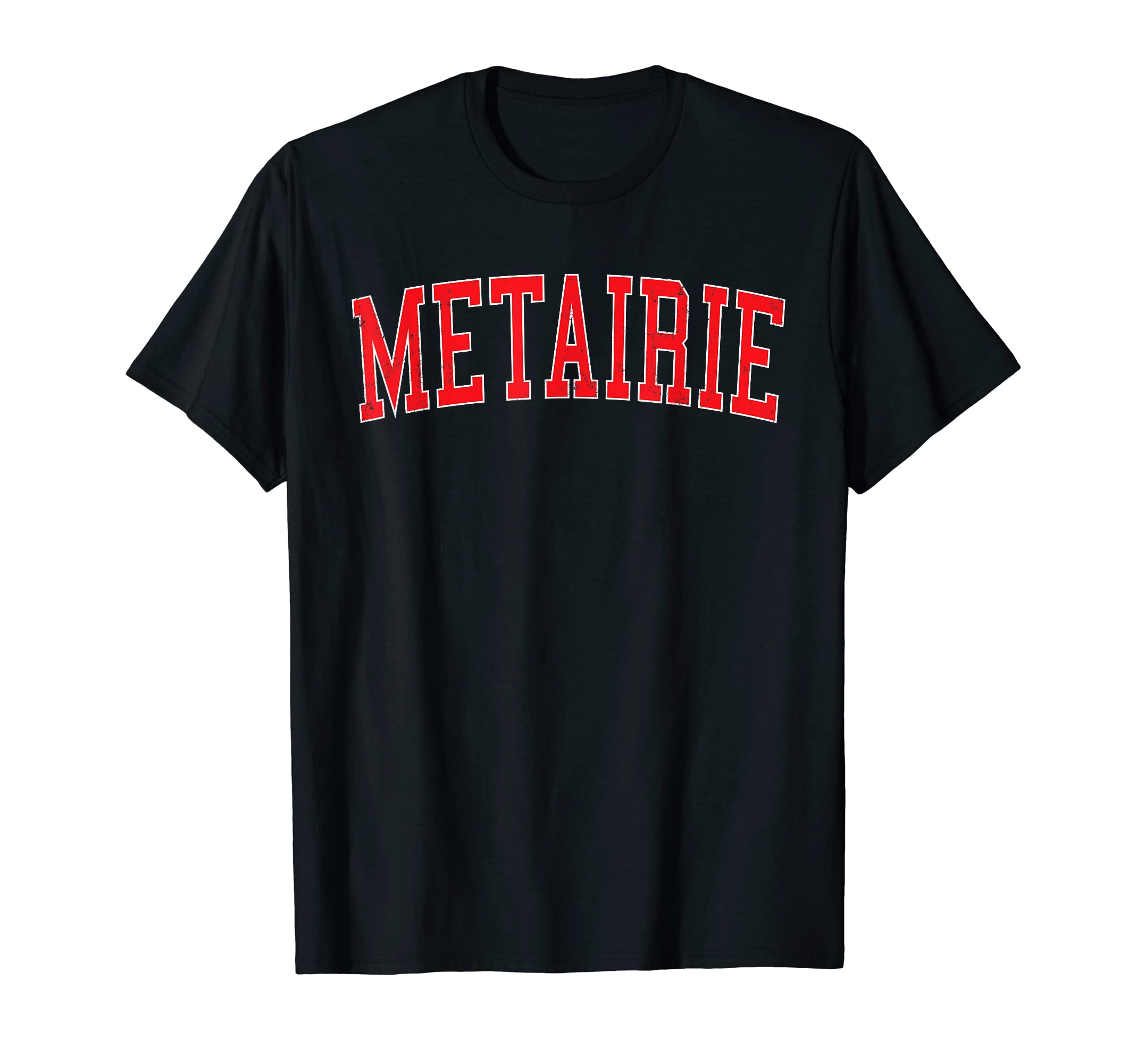 Metairie La Varsity Red Text T-Shirt - Graphic Print Unisex - T-Shirt, Sweatshirt, Hoodie