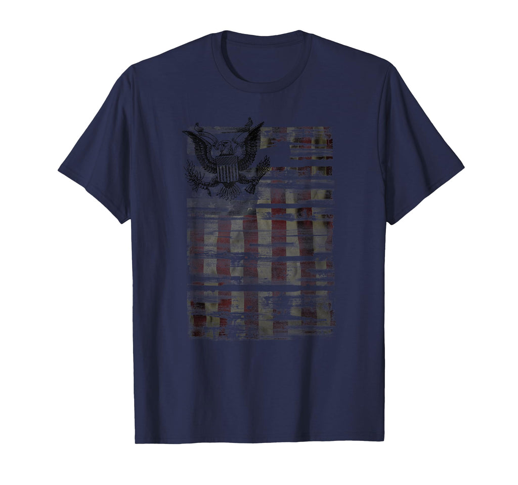 Distressed Edgy American Flag Eagle T-Shirt - Minimalist Print Men Women - T-Shirt, Sweatshirt, Hoodie