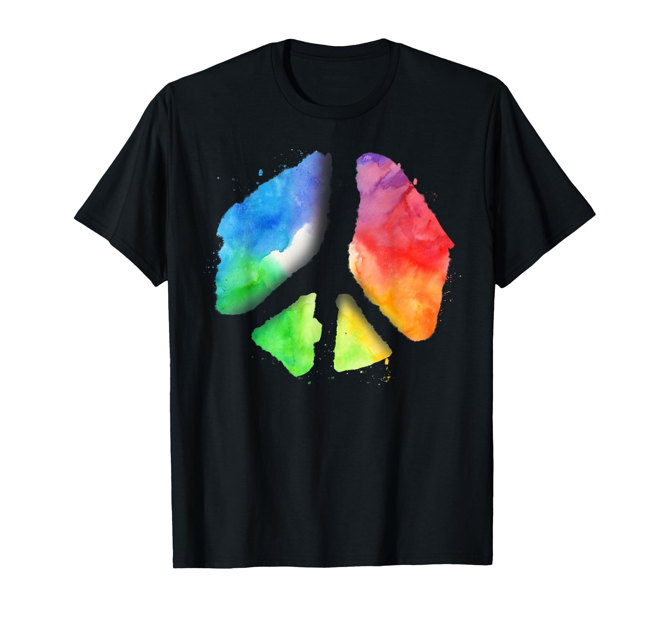 Peace Sign Watercolor Rainbow 70S 80S T-Shirt - Custom Art Print Men Women - T-Shirt, Sweatshirt, Hoodie