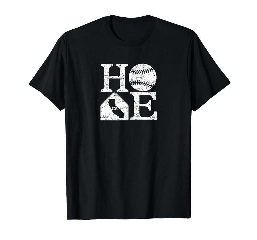Baseball Home California State Outline T-Shirt - Custom Art Print Unisex - T-Shirt, Sweatshirt, Hoodie