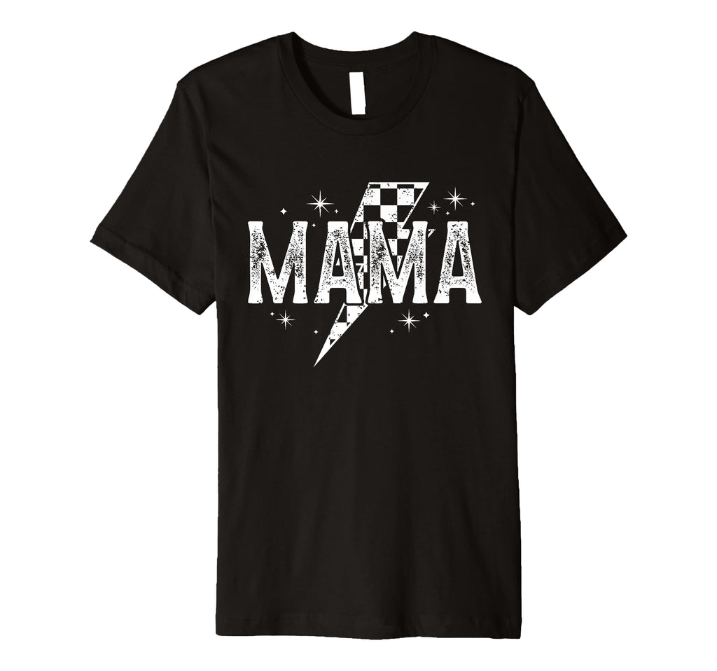 Rock Mama Lightning Bolt Checkered T-Shirt - Graphic Print for Adults - T-Shirt, Sweatshirt, Hoodie