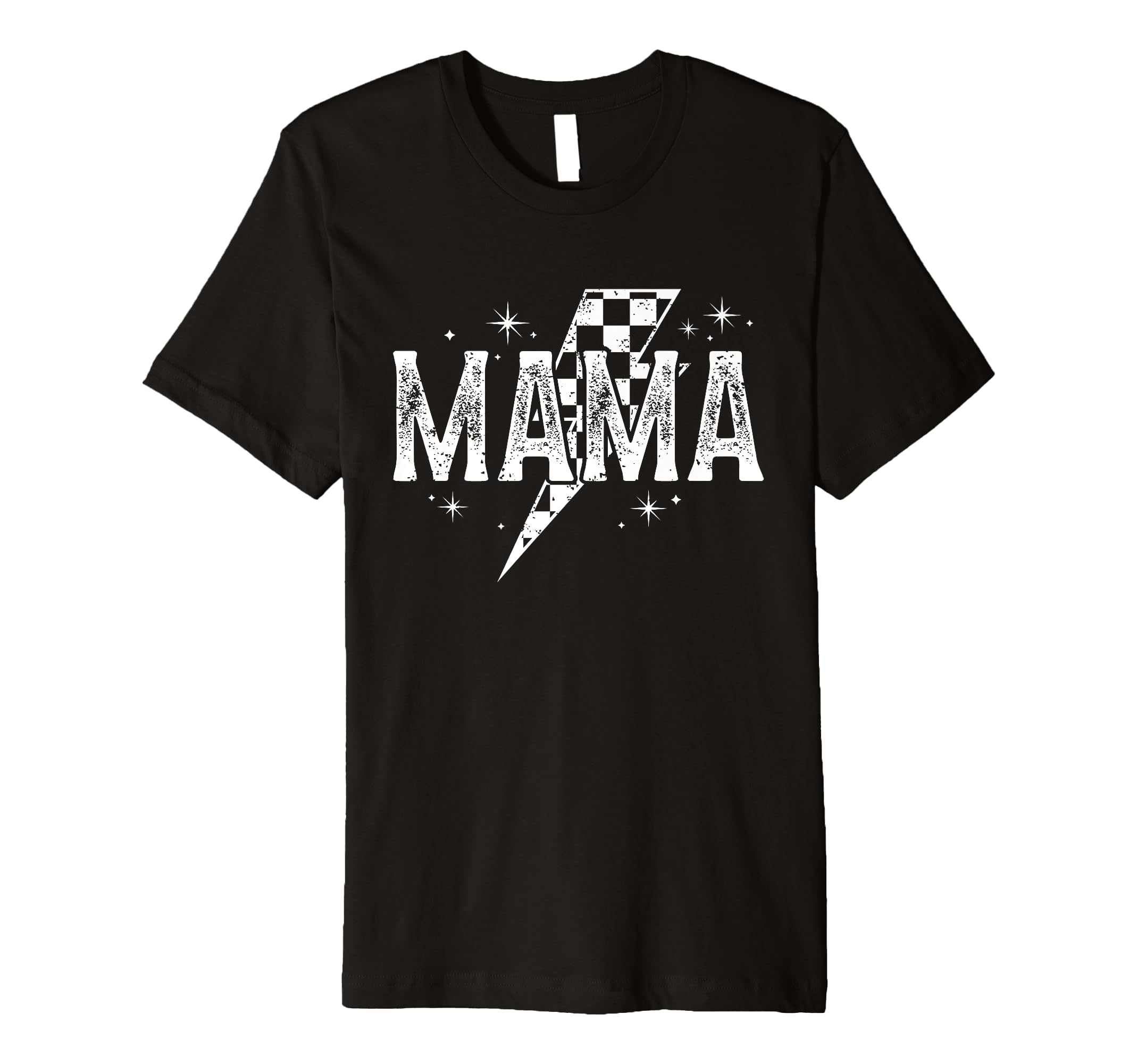 Rock Mama Lightning Bolt Checkered T-Shirt - Graphic Print for Adults - T-Shirt, Sweatshirt, Hoodie