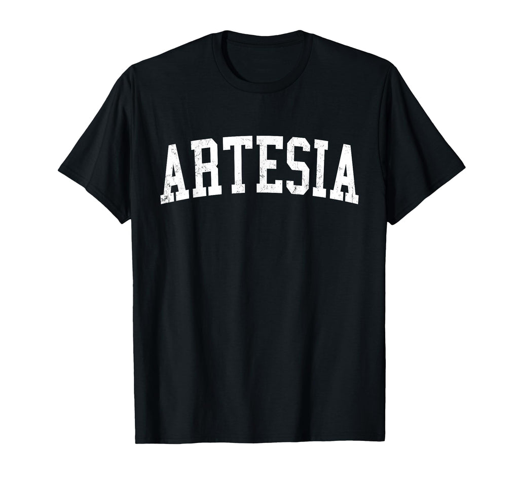 Artesia Nm Distressed White Varsity T-Shirt - Novelty Apparel Unisex - T-Shirt, Sweatshirt, Hoodie