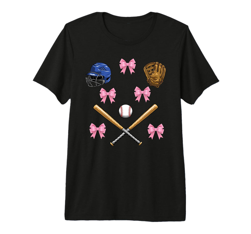 Baseball Bow Baseball Mom T-Shirt - Casual Everyday Wear for Adults - T-Shirt, Sweatshirt, Hoodie