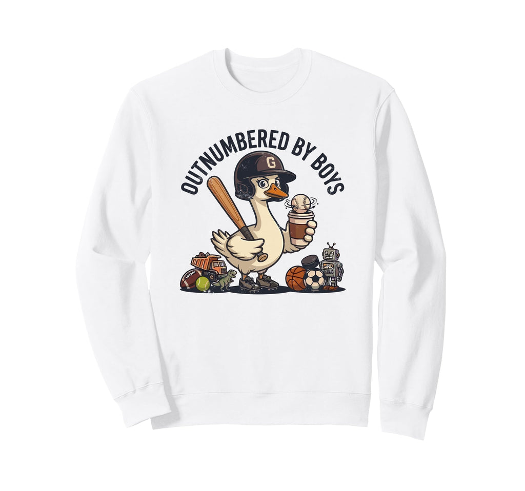 Outnumbered Mom Baseball Mom Sweatshirt - Fun Novelty Design for Adults - T-Shirt, Sweatshirt, Hoodie