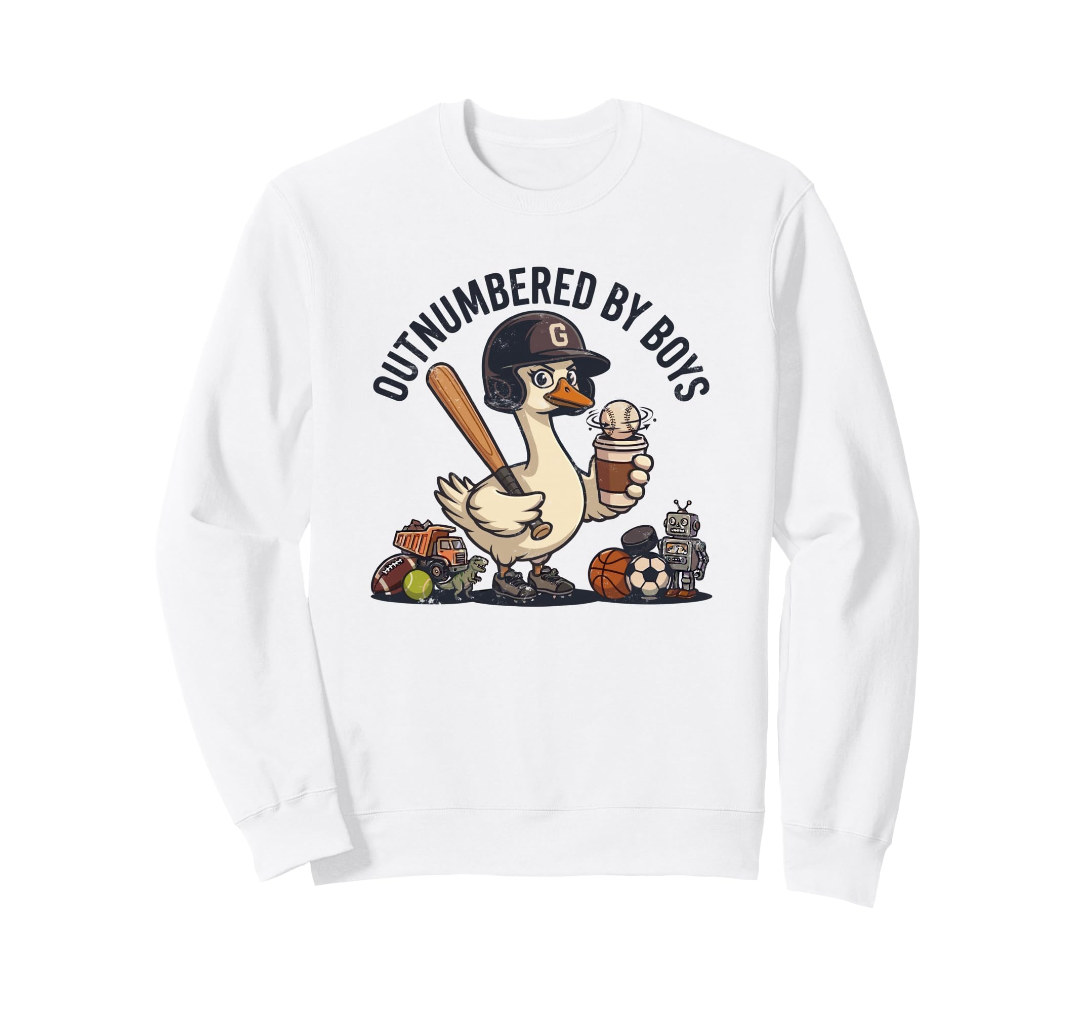 Outnumbered Mom Baseball Mom Sweatshirt - Fun Novelty Design for Adults - T-Shirt, Sweatshirt, Hoodie