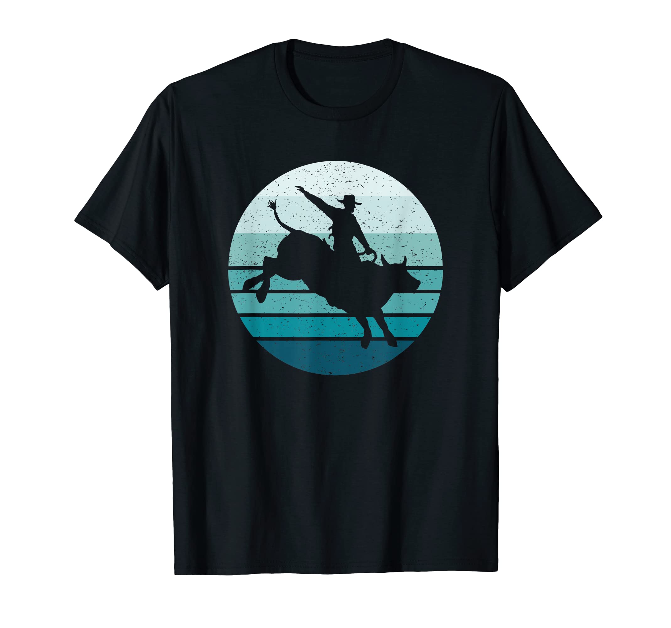 Bull Rider Bull Riding Rodeo Blue Striped T-Shirt - Unique Graphic Unisex - T-Shirt, Sweatshirt, Hoodie