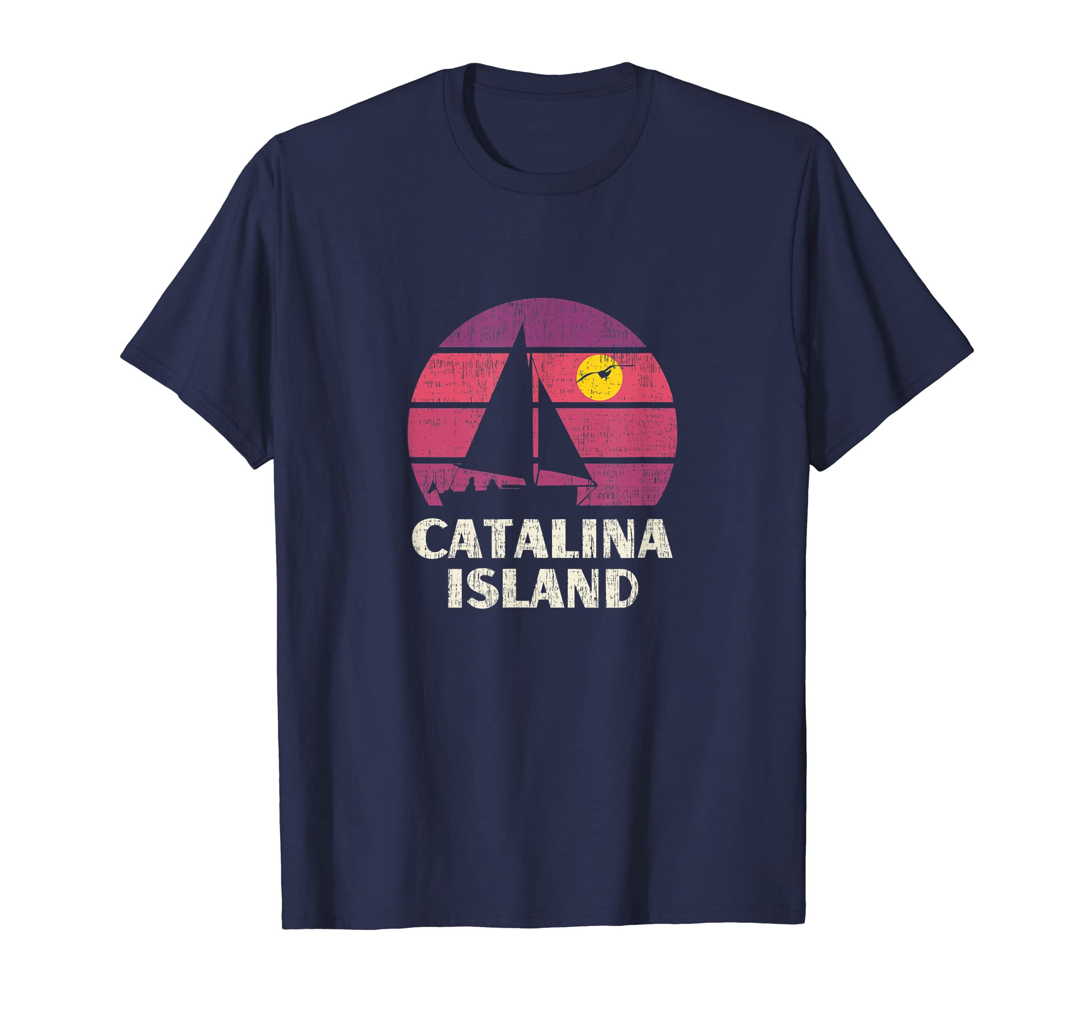 Catalina Island Ca Sailing 70S T-Shirt - Fun Novelty Design for Adults - T-Shirt, Sweatshirt, Hoodie